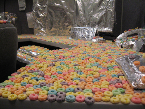 Fruit loops created a colourful and delicious effect!
