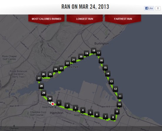 Around the Bay course (as mapped by my Nike Running app)