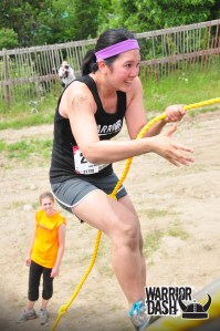 I'm climbing up the wall and Nicola is talking me through it. It was hard to do in my old marathon training shoes that don't have much tread  left on them!