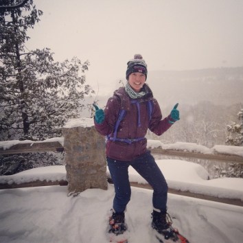 Mei snowshoeing