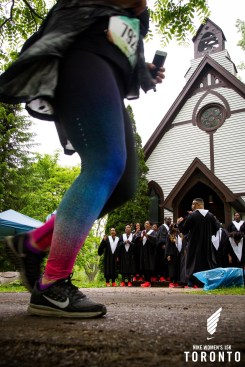 Choir singing outside of the church.